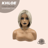 HOT OF SEASON - 12 Inches Bob Cut Cream Blonde Pre-Cut Snowflake Lace Frontlace Glueless Wig KHLOE CREAM BLONDE【PERMATEASE】【BENDY EAR TABS】