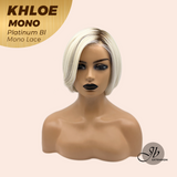 JBEXTENSION KHLOE MONO Monofilament Handmade Wig 6X5 Full Monofilament Hand Tied Top Wig 12 Inches Bob Cut Platinum Blonde Mono Lace Handmade Futura Fiber Wig With Anti-slip Silicone Strips Glueless Wig KHLOE MONO PLATINUM BLONDE【BENDY EAR TABS】