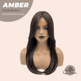 JBEXTENSION 21 Inches Straight Dark Brown Pre-Cut T Part Snowflake Lace Frontlace Glueless Wig AMBER DARK BROWN【BENDY EAR TABS】