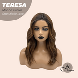 JBEXTENSION 18 Inches Mocha Brown Pre-Cut Snowflake Lace Frontlace Glueless Wig TERESA MOCHA BROWN【PERMATEASE】【BENDY EAR TABS】