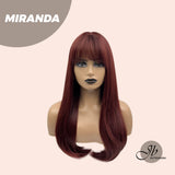JBEXTENSION 22 Inches Dark Red Curly Wig With Bangs MIRANDA