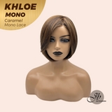 JBEXTENSION KHLOE MONO CARAMEL Monofilament Handmade Wig 6X5 Full Monofilament Hand Tied Top Wig 12 Inches Bob Cut Caramel Mono Lace Handmade Futura Fiber Wig With Anti-slip Silicone Strips Glueless Wig KHLOE MONO CARAMEL【BENDY EAR TABS】