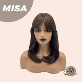 JBEXTENSION 16 Inches Cold Brown Wig With Bangs MISA