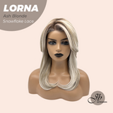 JBEXTENSION 18 Inches Ash Blonde Curly Pre-Cut Snowflake Lace Frontlace Glueless Wig LORNA SNOWFLAKE ASH BLONDE【PERMATEASE】【BENDY EAR TABS】