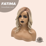 JBEXTENSION 12 Inches Blonde Curly Pre-Cut Side Part Snowflake Lace Frontlace Glueless Wig FATIMA SNOWFLAKE【BENDY EAR TABS】- M/L