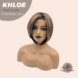 JBEXTENSION 12 Inches Bob Cut Pine Cones Pre-Cut Snowflake Lace Frontlace Glueless Wig KHLOE PINE CONES【PERMATEASE】【BENDY EAR TABS】