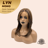 JBEXTENSION LYN DARK MONO Partial Monofilament Wig 17 Inches Dark Caramel Partial Mono Lace Glueless Wig LYN MONO DARK CARAMEL【BENDY EAR TABS】