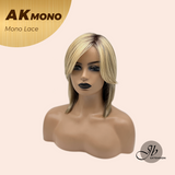 JBEXTENSION AK MONO Monofilament Handmade Wig 6X5 Full Monofilament Hand Tied Top Wig 13 Inches Blonde Mono Lace Wig With Anti-slip Silicone Strips Glueless Wig AK MONO【BENDY EAR TABS】