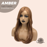 JBEXTENSION 21 Inches Straight Light Copper Pre-Cut T Part Snowflake Lace Frontlace Glueless Wig AMBER LIGHT COPPER【BENDY EAR TABS】