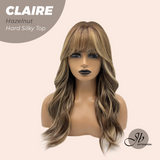 JBEXTENSION 22 Inches Scalpiana Hazelnut 3.5X4 Hard Silky Top Natural Scalp Effect Women Wig With Bangs CLAIRE SILKY TOP HAZELNUT