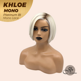 JBEXTENSION KHLOE MONO Monofilament Handmade Wig 6X5 Full Monofilament Hand Tied Top Wig 12 Inches Bob Cut Platinum Blonde Mono Lace Handmade Futura Fiber Wig With Anti-slip Silicone Strips Glueless Wig KHLOE MONO PLATINUM BLONDE【BENDY EAR TABS】