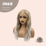 JBEXTENSION 22 Inches Peach Blonde Body Wave Pre-Cut Free Part Frontlae Glueless Wig INéS