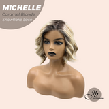 JBEXTENSION 10 Inches Caramel Blonde Pre-Cut Side Part Snowflake Lace Frontlace Glueless Wig MICHELLE CARAMEL BLONDE【BENDY EAR TABS】