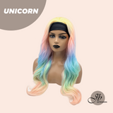 JBEXTENSION 26 Inches Curly Rainbow Color with Tinsel Halloween Style Headband Wig UNICORN