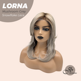 JBEXTENSION 18 Inches Mushroom Grey Curly Pre-Cut Snowflake Lace Frontlace Glueless Wig LORNA MUSHROOM GREY【PERMATEASE】【BENDY EAR TABS】