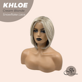 HOT OF SEASON - 12 Inches Bob Cut Cream Blonde Pre-Cut Snowflake Lace Frontlace Glueless Wig KHLOE CREAM BLONDE【PERMATEASE】【BENDY EAR TABS】