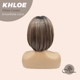JBEXTENSION 12 Inches Bob Cut Pine Cones Pre-Cut Snowflake Lace Frontlace Glueless Wig KHLOE PINE CONES【PERMATEASE】【BENDY EAR TABS】