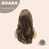 JBEXTENSION 17 Inches Curly Caramel Pre-Cut T Part Snowflake Lace Frontlace Glueless Wig SHARA CARAMEL【BENDY EAR TABS】