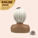 JBEXTENSION KHLOE MONO Monofilament Handmade Wig 6X5 Full Monofilament Hand Tied Top Wig 12 Inches Bob Cut Platinum Blonde Mono Lace Handmade Futura Fiber Wig With Anti-slip Silicone Strips Glueless Wig KHLOE MONO PLATINUM BLONDE【BENDY EAR TABS】