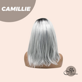 JBEXTENSION 14 Inches Grey Silver with Dark Root Women Fashion Full Machine Wig CAMILLIE【PLUS PERMATEASE】【BENDY EAR TABS】