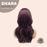 JBEXTENSION 17 Inches Curly Red Purple Highlight Pre-Cut T Part Snowflake Lace Frontlace Glueless Wig SHARA RED PURPLE HIGHLIGHT【BENDY EAR TABS】