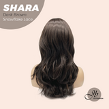 JBEXTENSION 17 Inches Curly Dark Brown Pre-Cut T Part Snowflake Lace Frontlace Glueless Wig SHARA DARK BROWN【BENDY EAR TABS】