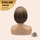 JBEXTENSION KHLOE MONO CARAMEL Monofilament Handmade Wig 6X5 Full Monofilament Hand Tied Top Wig 12 Inches Bob Cut Caramel Mono Lace Handmade Futura Fiber Wig With Anti-slip Silicone Strips Glueless Wig KHLOE MONO CARAMEL【BENDY EAR TABS】