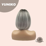 JBEXTENSION 12 Inches Bob Cut Grey Wig With Bangs YUMIKO