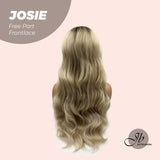JBEXTENSION Peluca con malla frontal rubia con onda de raíz oscura de 26 pulgadas. Peluca frontal de encaje transparente prearrancada 6*14 HD JOSIE