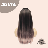 JBEXTENSION 22 Inches Straight Dark Brown with Purple Wig with Bangs JUVIA