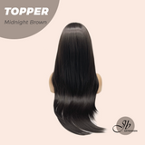 JBEXTENSION 28 Inches T Part Pre-Cut Frontlace Topper Clip in Synthetic Fiber Long Straight Topper Hair Piece Hair with Bangs for Women Clip in Top Crown Hair Clip on Toupee Hairpiece for Slight Hair Loss/Thinning Hair