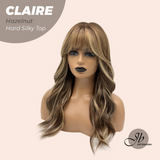 JBEXTENSION 22 Inches Scalpiana Hazelnut 3.5X4 Hard Silky Top Natural Scalp Effect Women Wig With Bangs CLAIRE SILKY TOP HAZELNUT