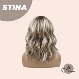 JBEXTENSION 14 Inches Wave Ash Caramel Blonde Women Fashion Full Machine Wig STINA【PLUS PERMATEASE】【BENDY EAR TABS】