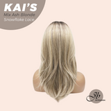 JBEXTENSION 18 Inches Mix Ash Blonde Pre-Cut Snowflake Lace Frontlace Glueless Wig KAI'S MIX ASH BLONDE【PERMATEASE】【BENDY EAR TABS】