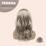 JBEXTENSION 18 Inches Mushroom Grey Pre-Cut Snowflake Lace Frontlace Glueless Wig TERESA MUSHROOM GREY【PERMATEASE】【BENDY EAR TABS】
