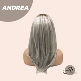 JBEXTENSION 18 Inches Ash Grey Wig with Bangs Women Fashion Full Machine Wig ANDREA【PLUS PERMATEASE】【BENDY EAR TABS】
