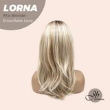 JBEXTENSION 18 Inches Mix Blonde Curly Pre-Cut Snowflake Lace Frontlace Glueless Wig LORNA SNOWFLAKE MIX BLONDE【PERMATEASE】【BENDY EAR TABS】