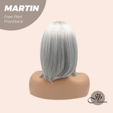 JBEXTENSION 12 Inches Bob Cut Grey 13X3 Lace Pre-Cut Free Part Frontlace Wig MARTIN