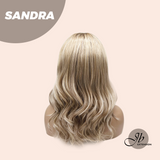 JBEXTENSION 17 Inches Peach Blonde Curly Women Fashion Full Machine Wig SANDRA【PLUS PERMATEASE】【BENDY EAR TABS】