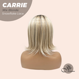 JBEXTENSION 11 Inches Short Hair Mix Blonde Pre-Cut T Part Snowflake Lace Frontlace Glueless Wig with Bangs CARRIE MIX BLONDE【BENDY EAR TABS】
