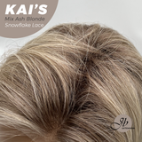 JBEXTENSION 18 Inches Mix Ash Blonde Pre-Cut Snowflake Lace Frontlace Glueless Wig KAI'S MIX ASH BLONDE【PERMATEASE】【BENDY EAR TABS】