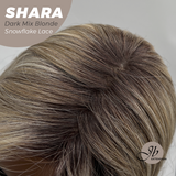 JBEXTENSION 17 Inches Curly Dark Mix Blonde Pre-Cut T Part Snowflake Lace Frontlace Glueless Wig SHARA DARK MIX BLONDE【BENDY EAR TABS】