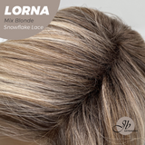 JBEXTENSION 18 Inches Mix Blonde Curly Pre-Cut Snowflake Lace Frontlace Glueless Wig LORNA SNOWFLAKE MIX BLONDE【PERMATEASE】【BENDY EAR TABS】