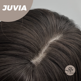 JBEXTENSION 22 Inches Straight Dark Brown with Purple Wig with Bangs JUVIA