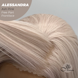 JBEXTENSION 20 Inches Ash Pink Curly Fiber X, Tangle Less Pre-Cut Free Part Frontlae Glueless Wig ALESSANDRA ASH PINK