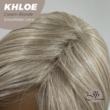HOT OF SEASON - 12 Inches Bob Cut Cream Blonde Pre-Cut Snowflake Lace Frontlace Glueless Wig KHLOE CREAM BLONDE【PERMATEASE】【BENDY EAR TABS】