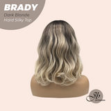JBEXTENSION 12 Inches Scalpiana Wave Dark Blonde 3.5X4 Hard Silky Top Natural Scalp Effect Wig with Bang BRADY DARK BLONDE