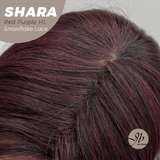 JBEXTENSION 17 Inches Curly Red Purple Highlight Pre-Cut T Part Snowflake Lace Frontlace Glueless Wig SHARA RED PURPLE HIGHLIGHT【BENDY EAR TABS】