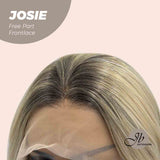 JBEXTENSION Peluca con malla frontal rubia con onda de raíz oscura de 26 pulgadas. Peluca frontal de encaje transparente prearrancada 6*14 HD JOSIE