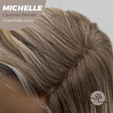 JBEXTENSION 10 Inches Caramel Blonde Pre-Cut Side Part Snowflake Lace Frontlace Glueless Wig MICHELLE CARAMEL BLONDE【BENDY EAR TABS】